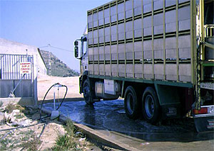Desinfeccin de vehiculos de transporte.